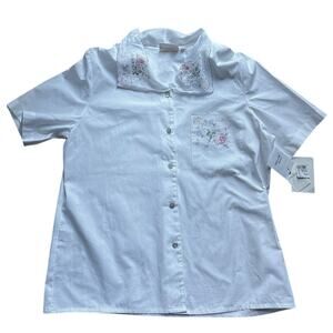 Susan Bristol Embroidered Cottagecore Blouse Size L - Vintage